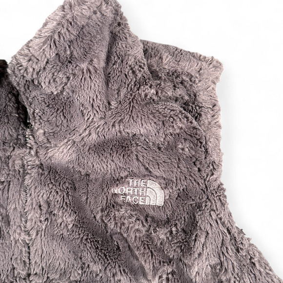 North Face Vest Womens SMALL Gray Mossbud Reversible Quilted Sherpa Fleece - Picture 9 of 12